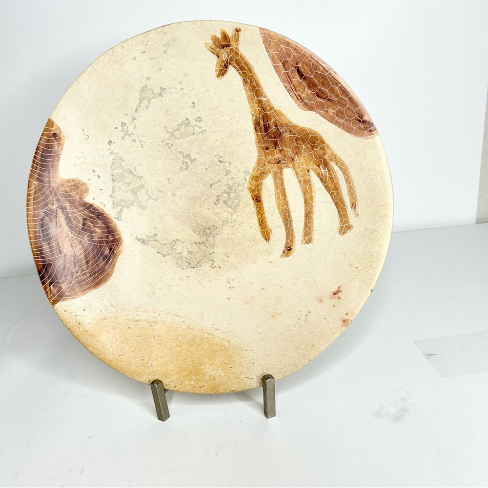 Vintage Stone Giraffe Safari Plate 9.5”